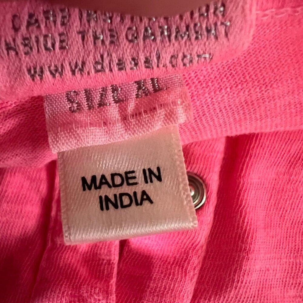 Diesel Women's Pink t-shirt cotton, comfy, long sleeve, buttons, XL Sequin Heart - Picture 3 of 6